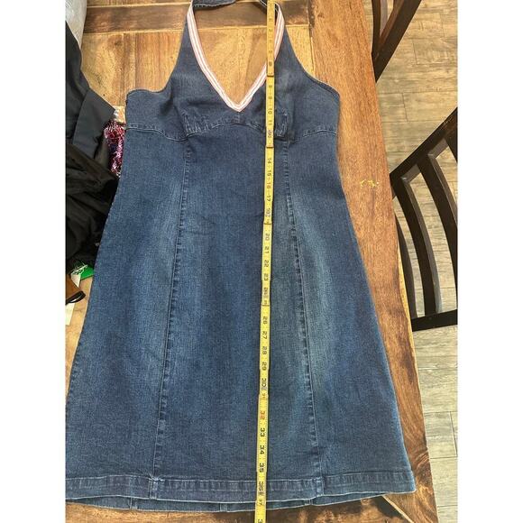 Vintage Tommy Hilfiger Women's Halter Neck Denim Jean Dress Size 12 Y2K 2000s - Picture 3 of 10